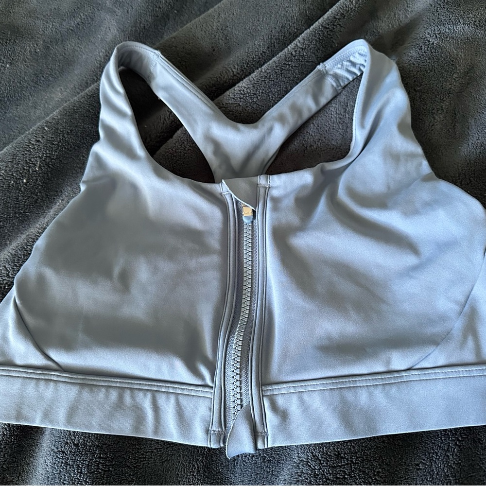 Athleta Light Blue Zip-Front Sports Bra - Size Medium